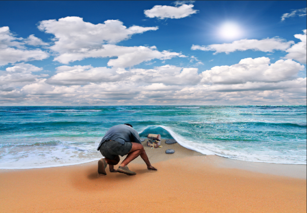 用photoshop如何做出这种掀开海水的效果?