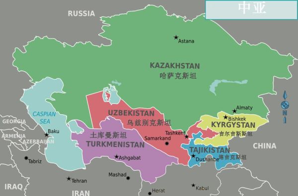 哈萨克斯坦周边地图图片